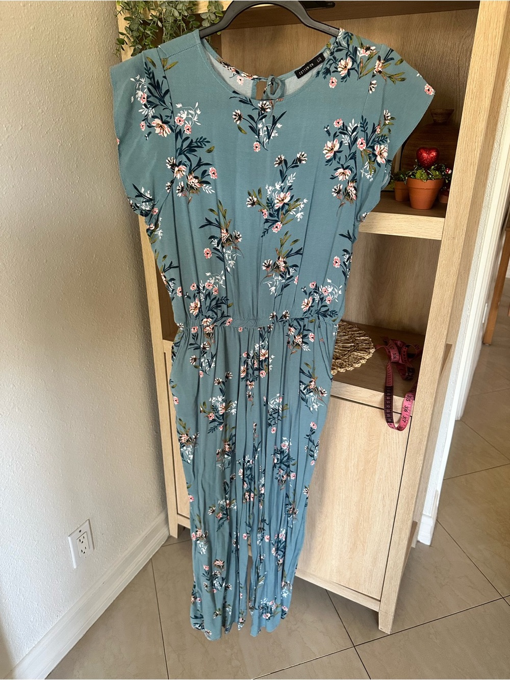 Cotton On Teal Floral Maxi Dress with Pink & Cream Blooms